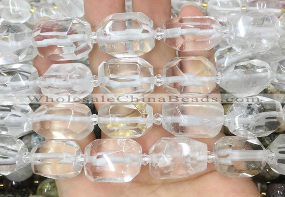 NCBS22 15 inches 13*18mm - 15*20mm faceted nuggets white crystal beads