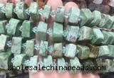 NGBS219 15 inches 10*14mm - 12*16mm faceted nuggets green opal beads