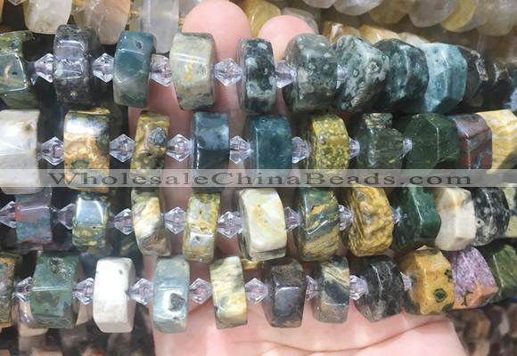 NGBS225 15 inches 10*14mm - 12*16mm faceted nuggets ocean jasper beads