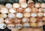 NGBS243 15 inches 8*12mm - 12*16mm faceted nuggets red gum flower crystal beads