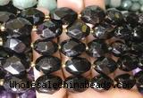 NGBS247 15 inches 8*12mm - 12*16mm faceted nuggets black tourmaline beads