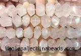 NGBS263 15 inches 13*18mm - 15*20mm faceted nuggets rose quartz gemstone beads
