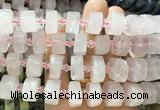NGBS266 15 inches 10*14mm - 12*16mm faceted nuggets rose quartz gemstone beads