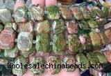 NGBS83 15 inches 13*18mm - 15*20mm faceted freeform unakite beads
