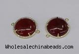 NGC1215 30mm flat round agate gemstone connectors wholesale