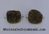 NGC1501 25*25mm square druzy quartz gemstone connectors wholesale