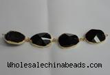 NGC152 25*30mm faceted freeform agate gemstone connectors