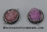 NGC1623 20mm - 28mm flat round druzy quartz connectors wholesale