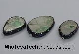 NGC1747 25*35mm - 30*45mm freeform green apple jasper connectors