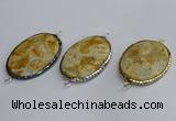 NGC1823 35*50mm oval agate gemstone connectors wholesale