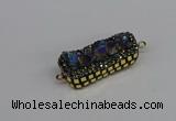 NGC1856 15*35mm - 22*30mm rectangle plated druzy amethyst connectors