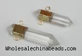 NGC226 10*35mm - 12*45mm faceted nuggets white crystal connectors