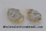 NGC267 35*45mm - 40*50mm freeform plated druzy agate connectors