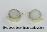 NGC377 20mm coin druzy agate gemstone connectors wholesale
