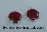 NGC386 18mm flat round agate gemstone connectors wholesale
