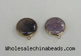 NGC391 18mm flat round agate gemstone connectors wholesale