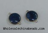 NGC398 18mm flat round agate gemstone connectors wholesale