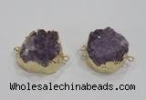 NGC420 25mm coin druzy amethyst gemstone connectors wholesale