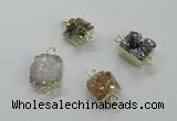NGC509 8*10mm - 12*14mm freeform plated druzy agate connectors