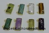 NGC5110 12*30mm - 15*35mm faceted rectangle mixed gemstone connectors