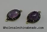NGC5127 16*20mm oval amethyst gemstone connectors wholesale