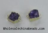 NGC513 15*16mm - 16*17mm freeform druzy agate connectors