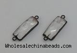 NGC5188 12*30mm - 15*30mm faceted rectangle white crystal connectors