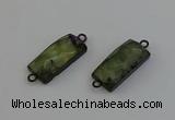 NGC5192 12*30mm - 15*30mm rectangle green rutilated quartz connectors