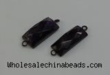 NGC5199 12*30mm - 15*30mm faceted rectangle amethyst connectors