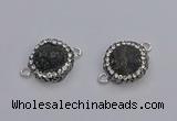 NGC5461 14mm - 15mm flower plated druzy agate connectors wholesale