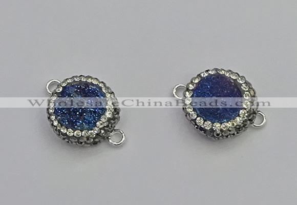 NGC5465 14mm - 15mm flower plated druzy agate connectors wholesale