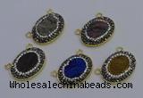 NGC5508 18*25mm oval plated druzy agate gemstone connectors