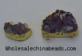 NGC5516 18*25mm - 25*35mm freefrom druzy amethyst connectors