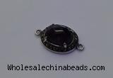 NGC5528 16*20mm oval amethyst gemstone connectors wholesale