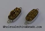 NGC5550 10*22mm - 12*25mm freeform plated druzy quartz connectors