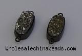NGC5571 10*22mm - 12*25mm freeform plated druzy quartz connectors