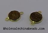 NGC5595 15mm - 16mm coin plated druzy agate connectors wholesale