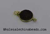 NGC5611 15mm - 16mm coin plated druzy quartz connectors wholesale