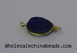 NGC5620 15*20mm oval plated druzy quartz connectors wholesale