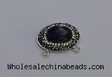 NGC5648 18*25mm faceted oval amethyst gemstone connectors