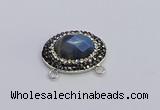 NGC5657 18*25mm faceted oval labradorite gemstone connectors