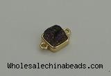 NGC5792 10*10mm square plated druzy agate connectors wholesale