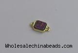 NGC5863 10*12mm rectangle plated druzy agate connectors wholesale