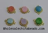NGC5870 14mm coin druzy quartz connectors wholesale