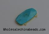 NGC5878 27*52mm faceted oval white howlite turquoise connectors