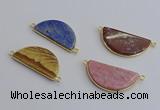 NGC5928 20*40mm moon mixed gemstone connectors wholesale