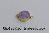 NGC5965 15mm coin plated druzy agate connectors wholesale