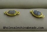 NGC6019 5*8mm oval plated druzy agate connectors wholesale