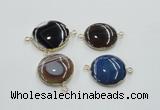 NGC62 30mm - 35mm flat round agate connectors wholesale
