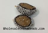 NGC636 20*28mm - 25*30mm freeform plated druzy agate connectors